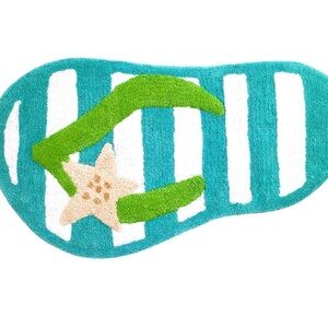 Avanti Flip Flop Cotton Rug NEW Turquoise White Stripe Size Large Coastal Beach